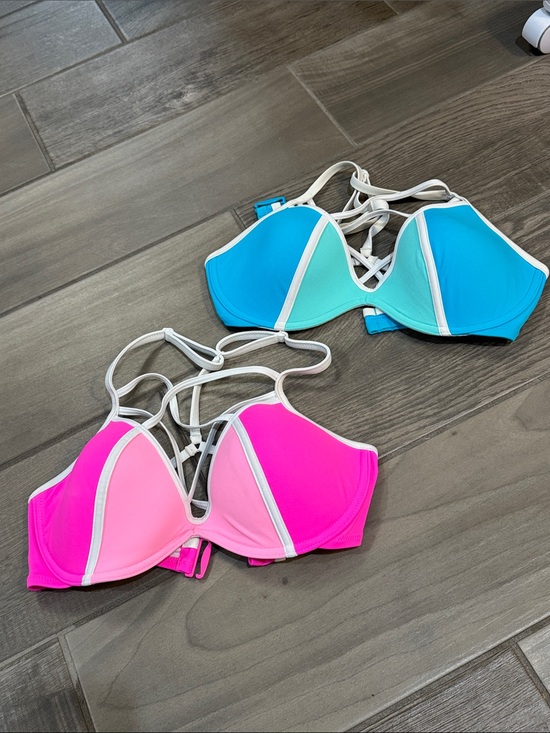 PINK Victoria's Secret Other - Strappy Colorblock Push-Up Bikini Top in Pink & Blue